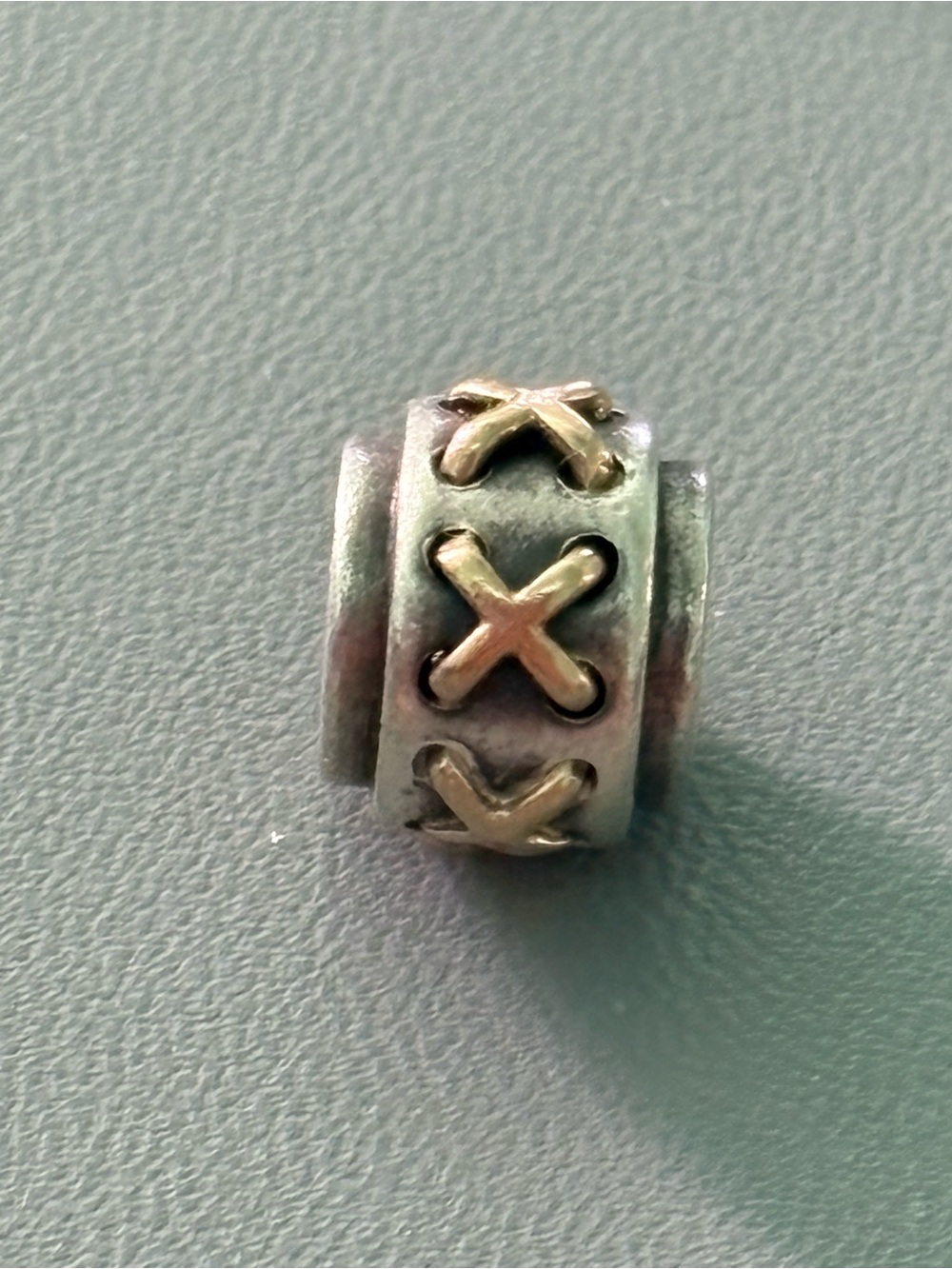 Pandora Two-Tone X Barrel Charm in Silver and Gold